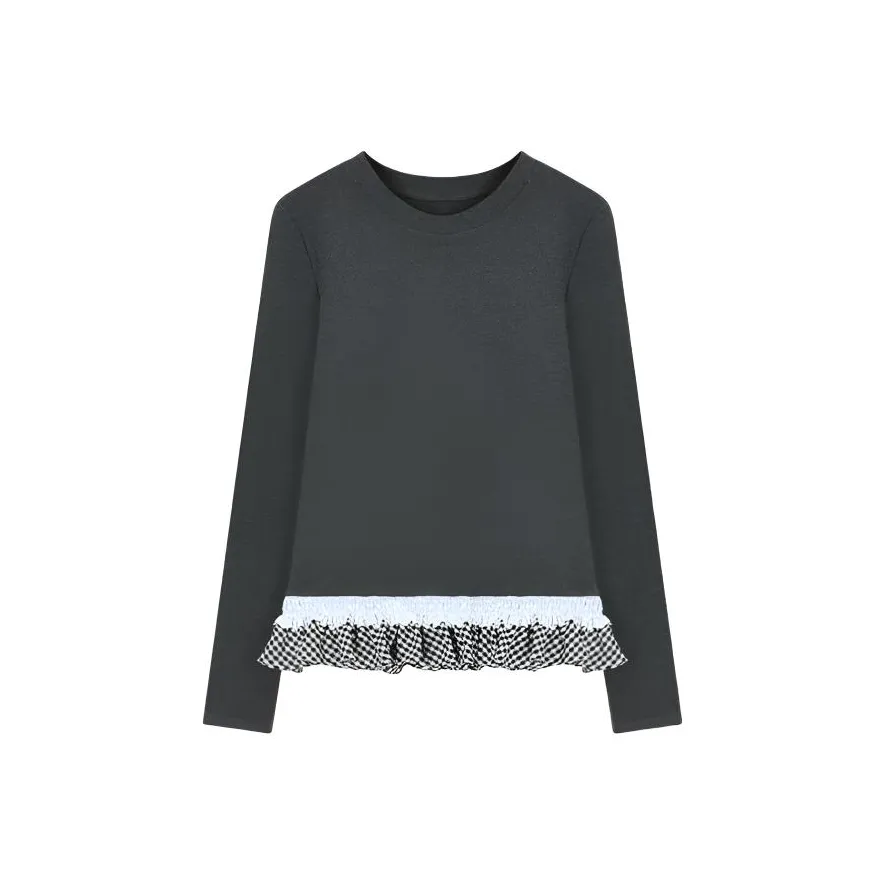 MIMOSA CHUR Длинный рукав Т-рубашка для женщин утягивающий элегантный модный с круглым вырезом базовый слой женский