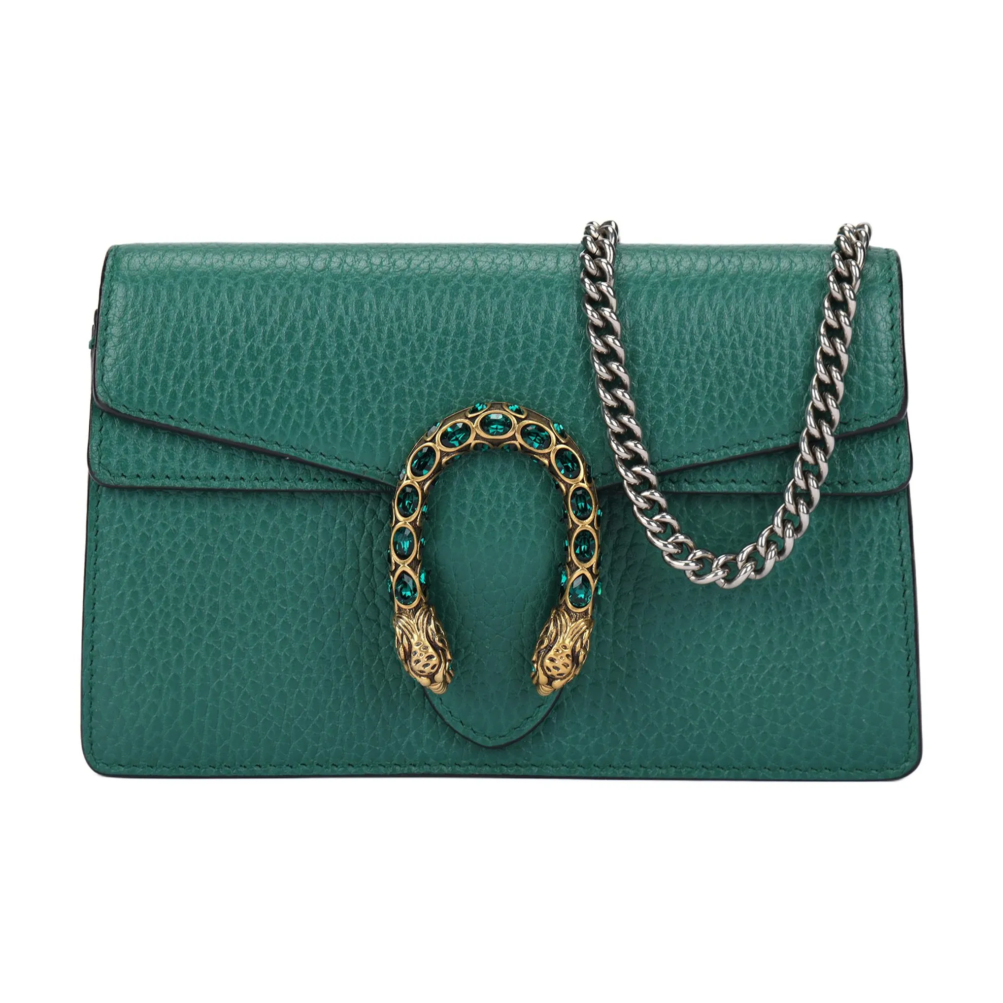GUCCI Dionysus Leather Crossbody Bag, Shoulder Bag Extra Mini Women's Emerald Green