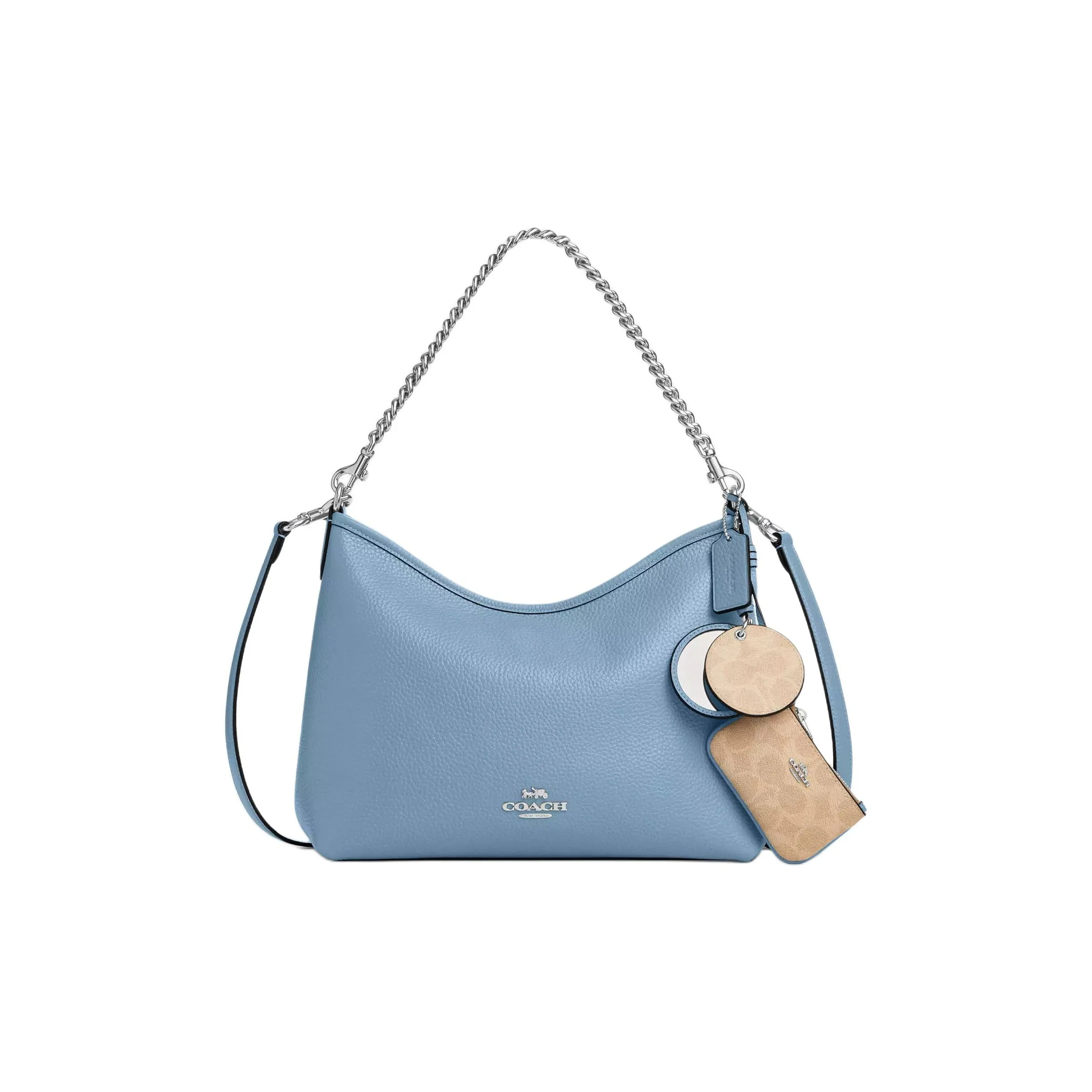 COACH Laurel Яркий Мягкий Pebble Кожа Хобо Сумка Сумка через плечо Сумка на плечо Большая Женская Синяя