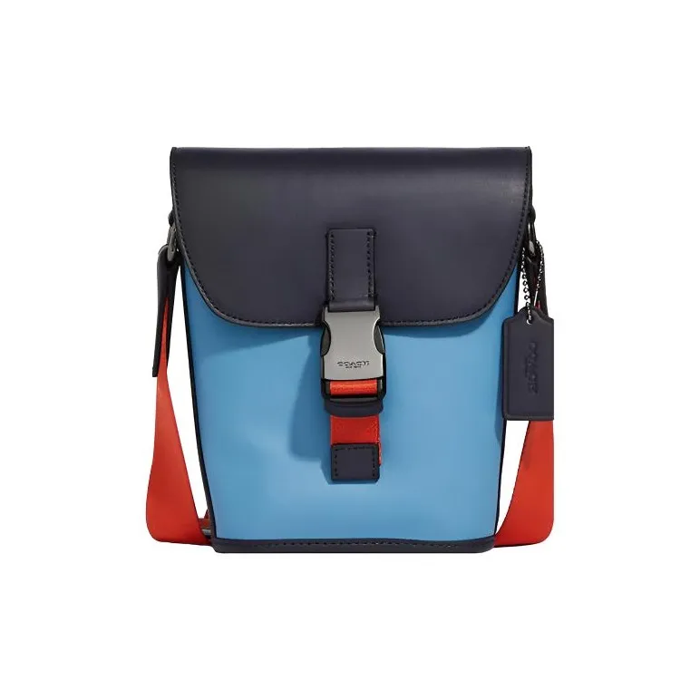 COACH Track Cow Leather Shoulder Bag, Crossbody Bag Trumpets Men's Pacific Blue