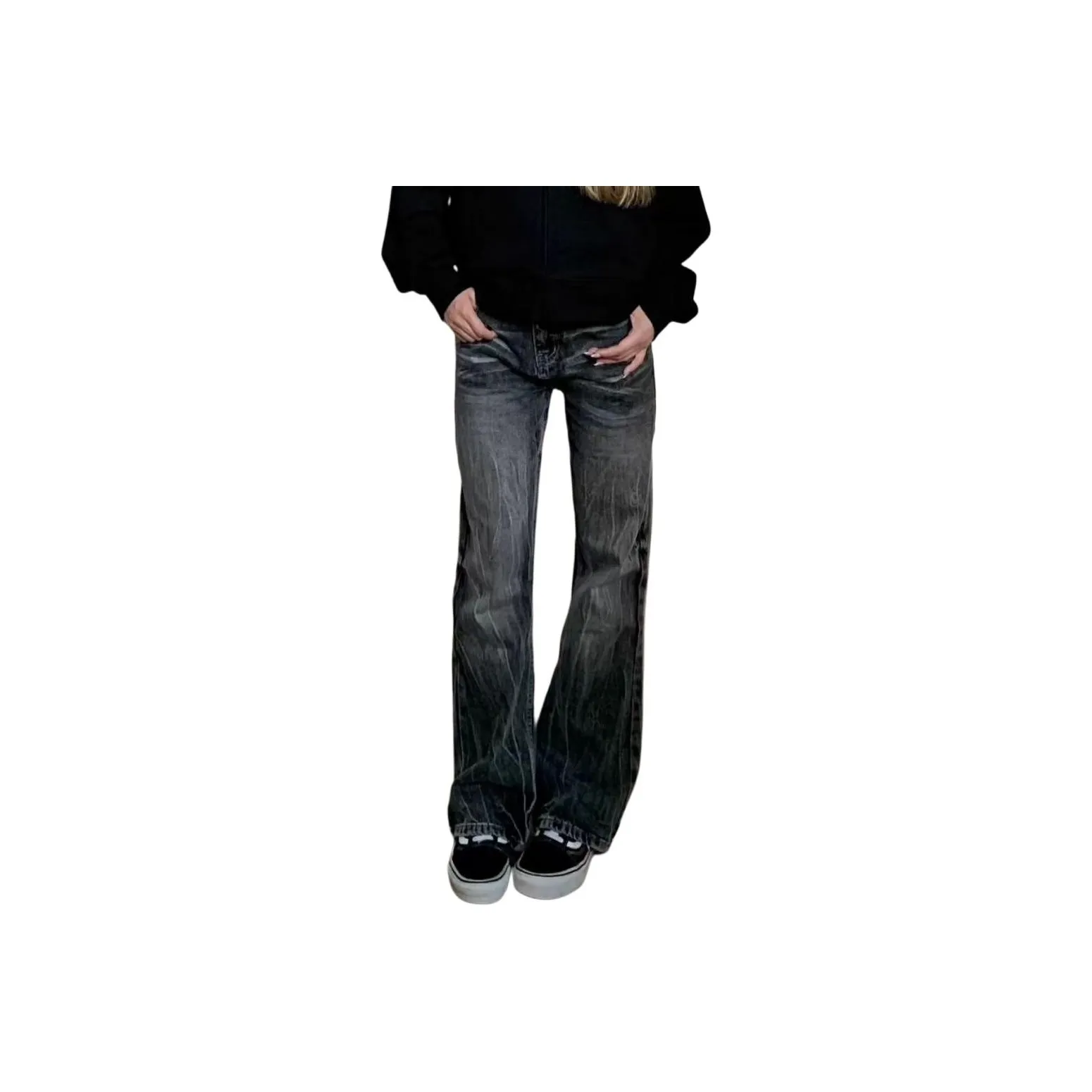 MUCCHIC Глубокий черный цвет Женские Джинсы