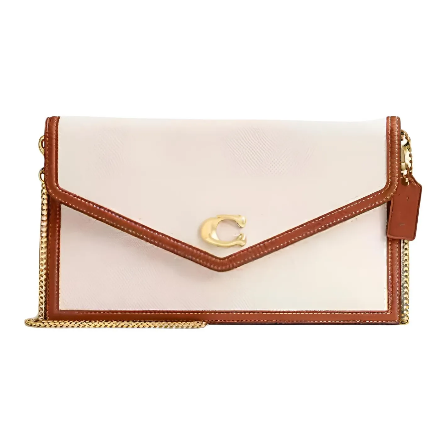 COACH Canvas с дубленой кожей один плечевой через плечо клатч большой женский полированный янтарный