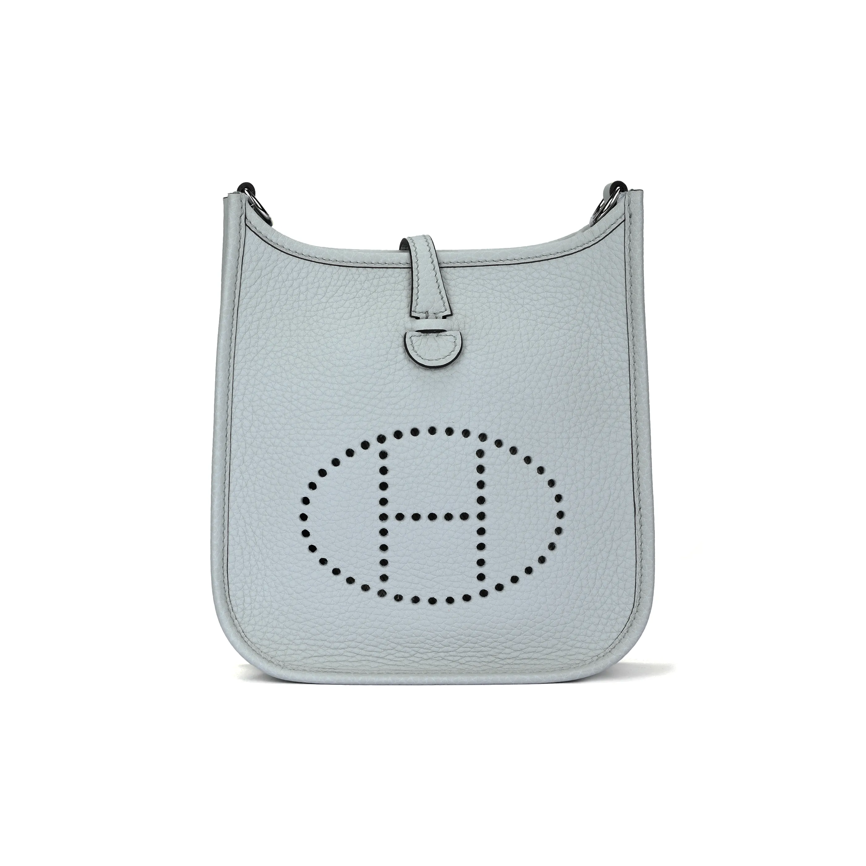 HERMES Evelyne Cow Leather Crossbody Bag, Shoulder Bag Mini Women's Grail Blue & Tin Gray