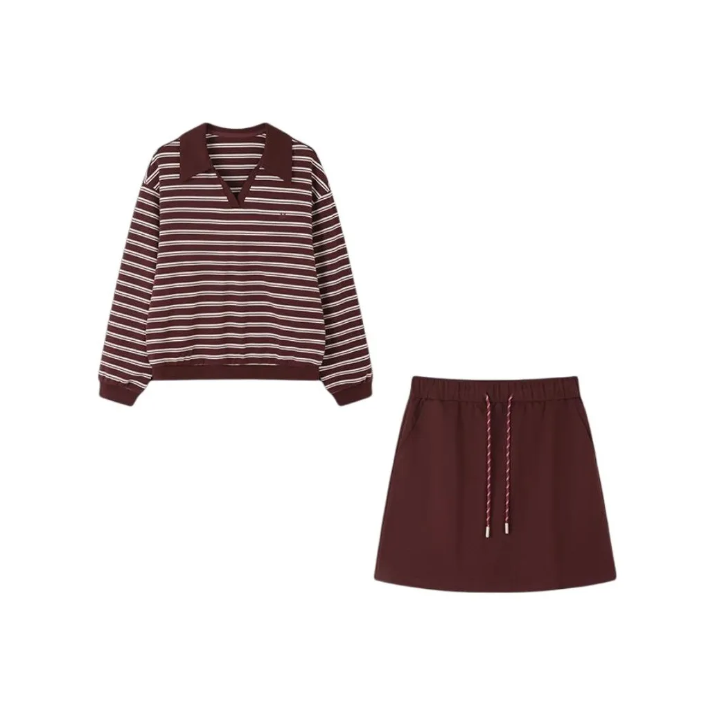 LUYOUYE Женские комплекты с юбкой бордового цвета