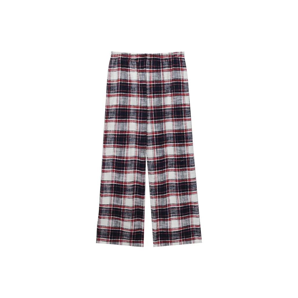 CHEER ZONE Red Plaid Unisex Casual Pants CHEER ZONE Красная клетка унисекс повседневные штаны