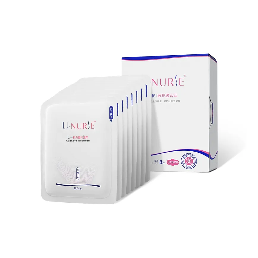 U Nurse Medical Grade Санитарные Пads Ночные Антибактериальные Бумажные Товары Ультра Тонкие 280мм*8 Штук Женский Гигиенический Найд