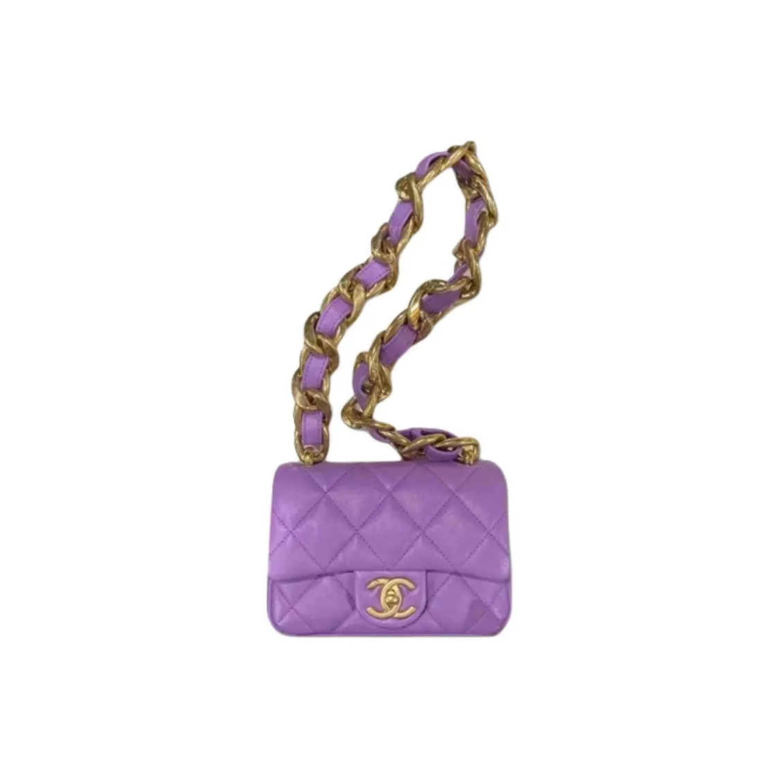 CHANEL 22SS Sheepskin Flap Bag Shoulder Bag Mini Women's Purple