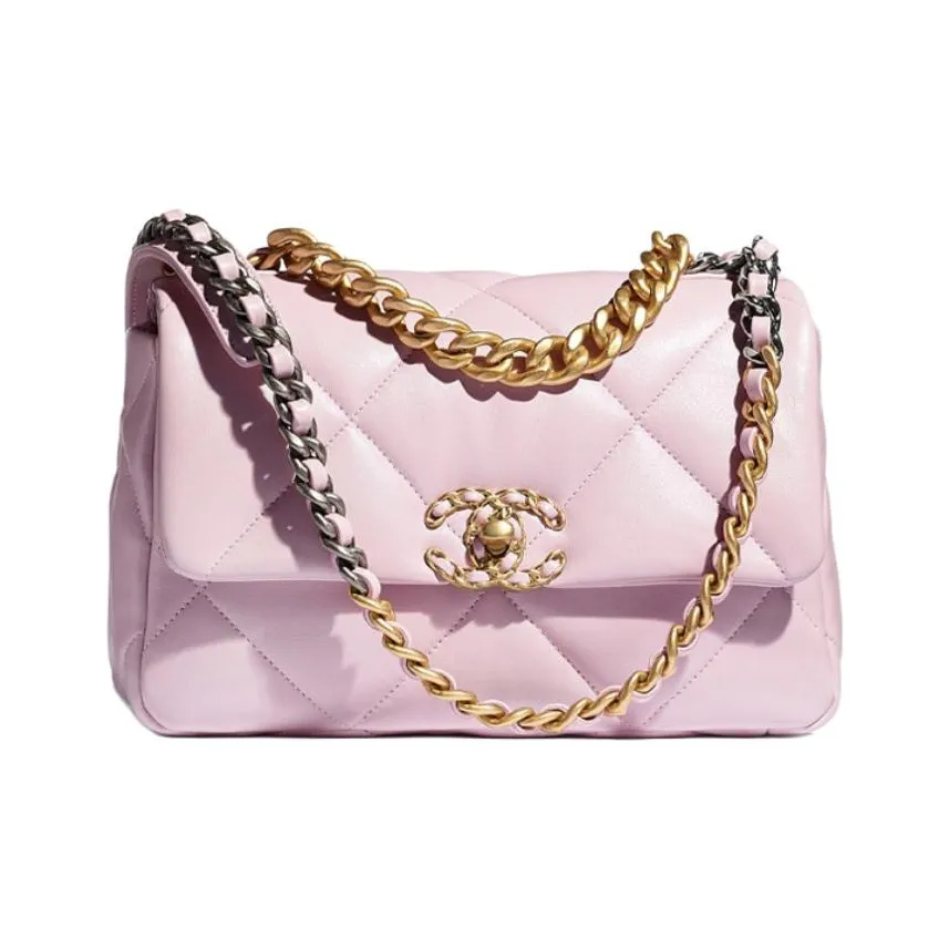 CHANEL 19Bag Lambskin Flap Bag, Shoulder Bag, Crossbody Bag Women's Light Pink Red