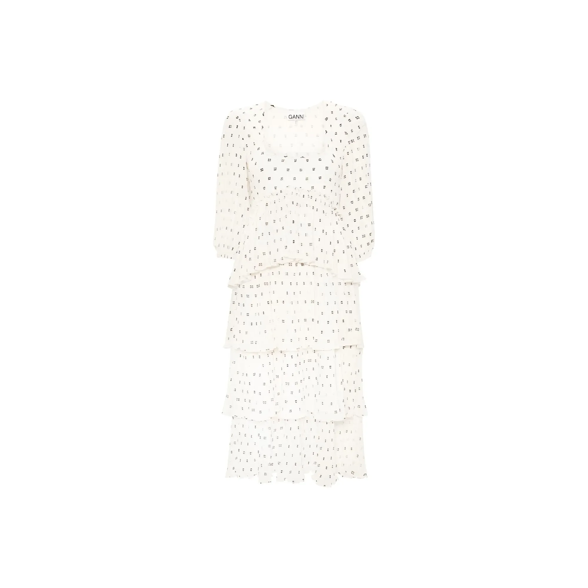 GANNI Monogram print Pleated Midi Dress
