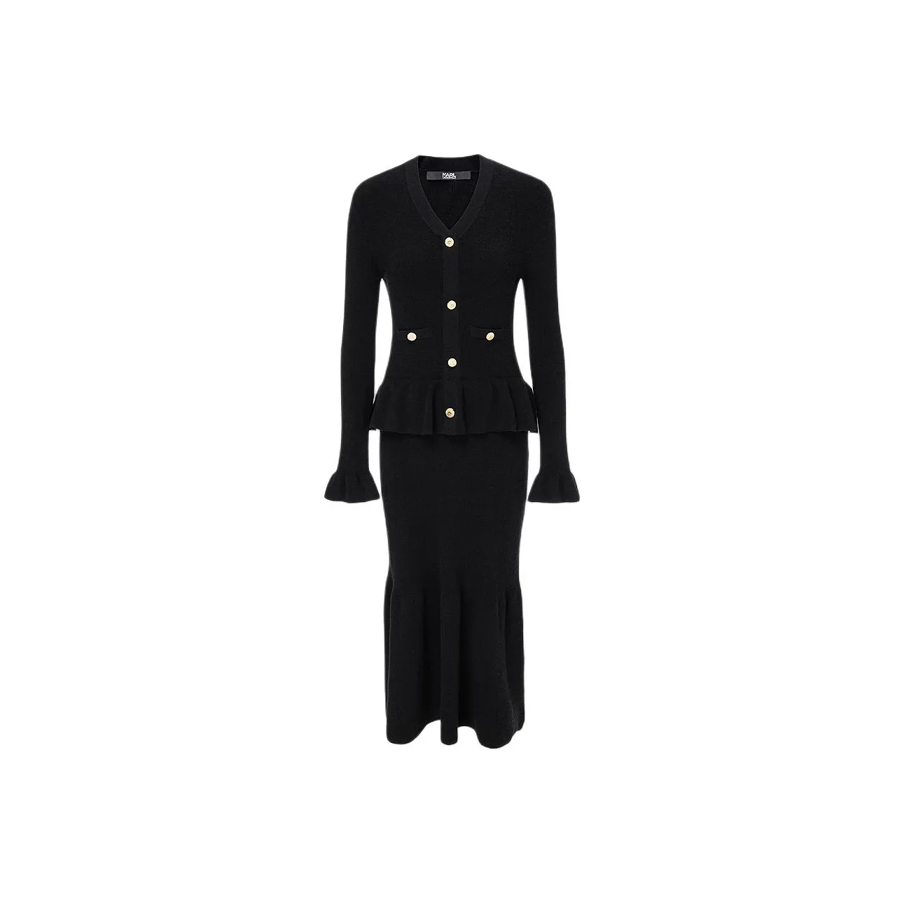 KARL LAGERFELD FW25 Длинное платье с длинными рукавами женское