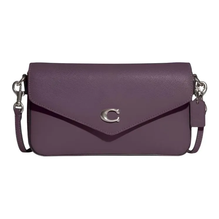 COACH Wyn Split Cow Leather Envelope Bag, Shoulder Bag, Crossbody Bag Small Women's Dark Purple