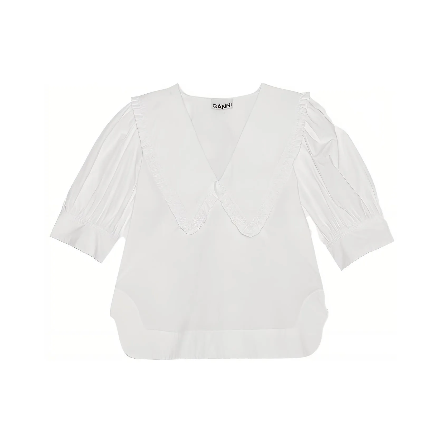 GANNI Т-рубашка с рукавами оборками женская