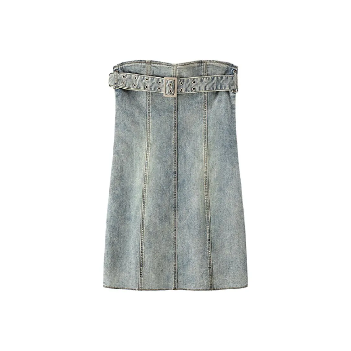 CHUU Джинсовый синий средний женский платье без рукавов