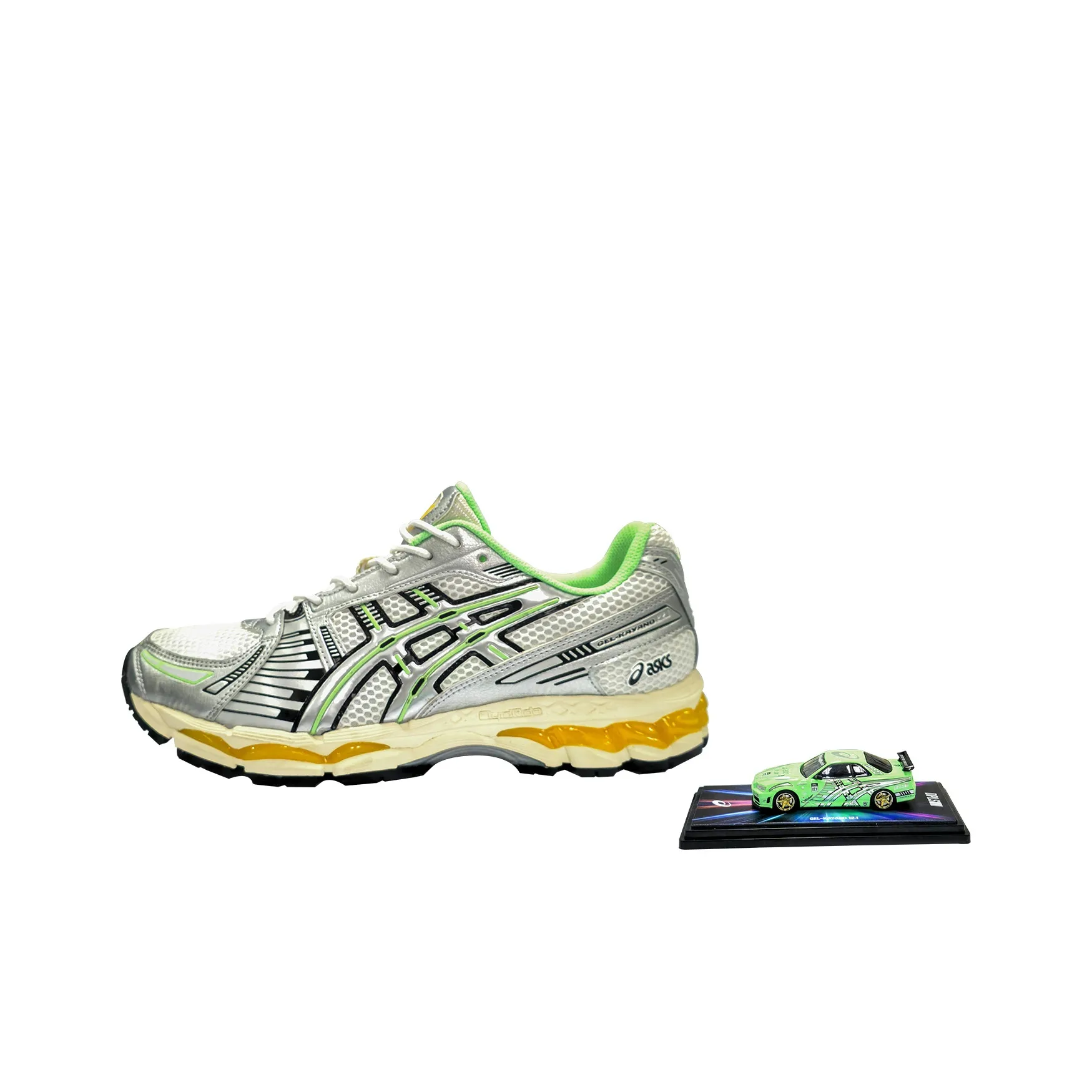 ASICS Gel Kayano 12,1 Устойчивые к истиранию Низкие Кроссовки для Бега Унисекс Серебристо-Зеленый