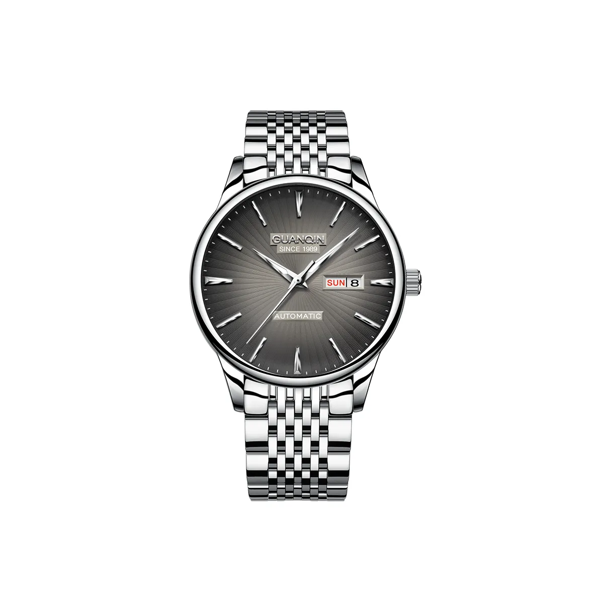 GUANQIN Blossom Collection Автоматический Механический Механизм Нержавеющая Сталь Ремешок Часы Мужские Белый Циферблат