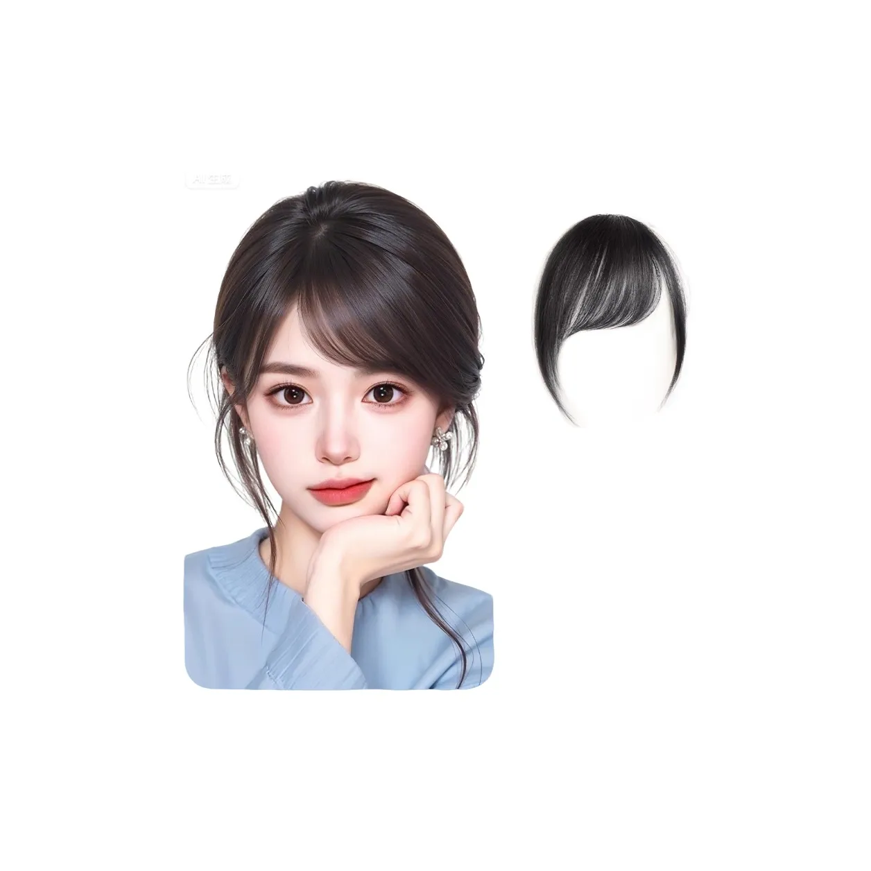 WANWANFENG Миллениал Горячая девушка Боковая сторона Bangs Парики Короткий Прямые волосы