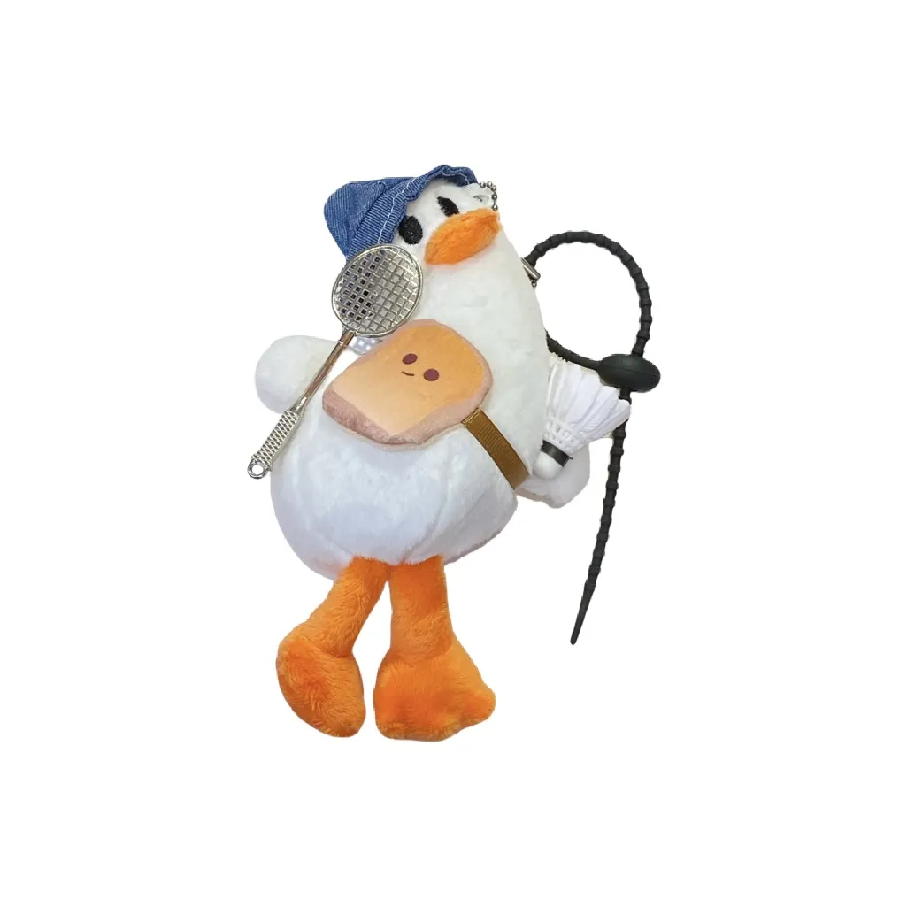 FULUOKANG Little White Duck Играющий Бадминтон Плюшевый Брелок 17 см Рекомендуемый рост
