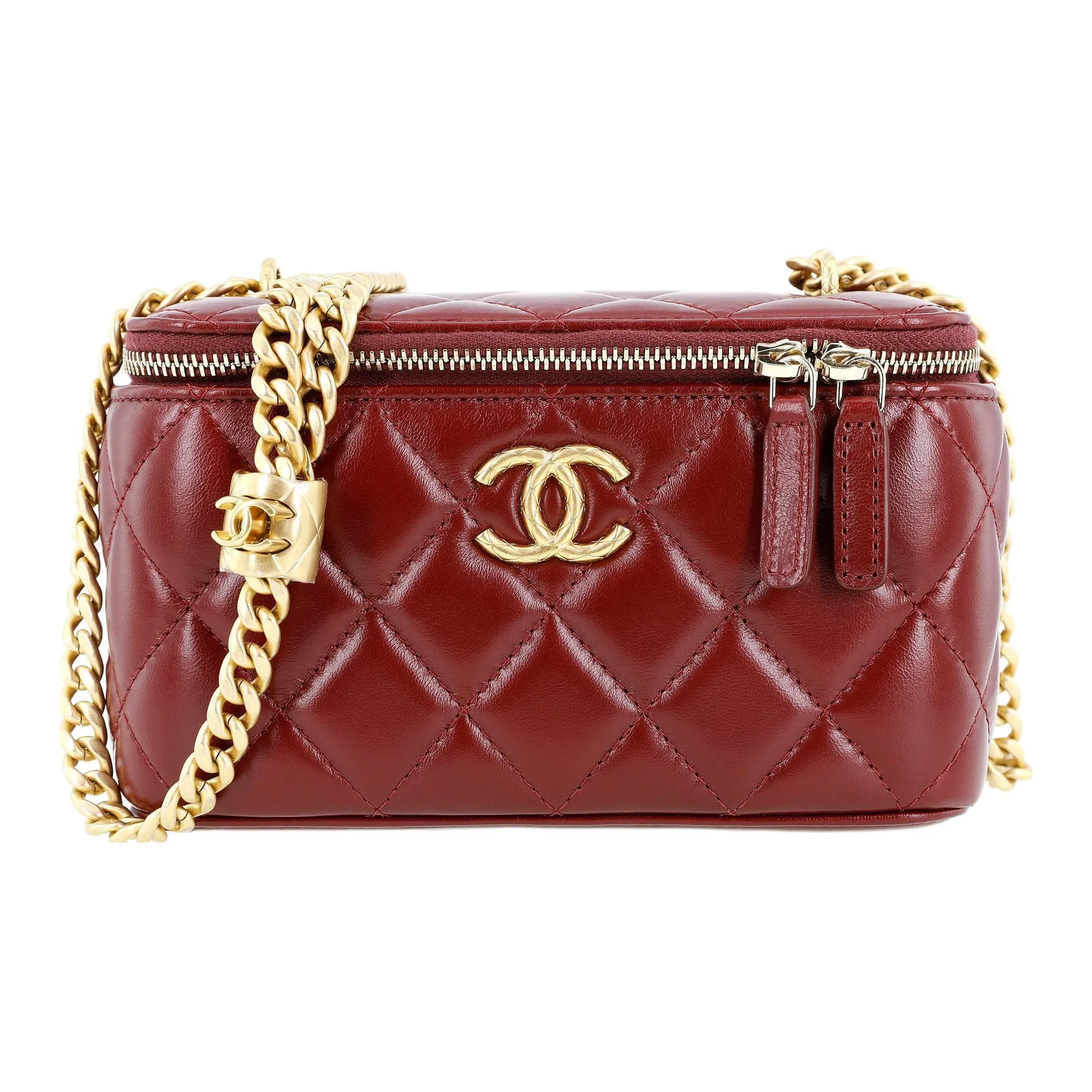 CHANEL Lambskin Shoulder Bag, Crossbody Bag Women's Red