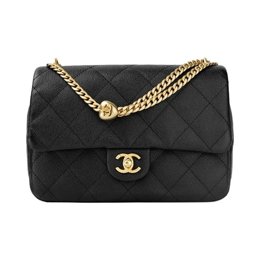 CHANEL Grain Embossed Cow Leather Flap Bag, Shoulder Bag, Crossbody Bag Large Women's Black
