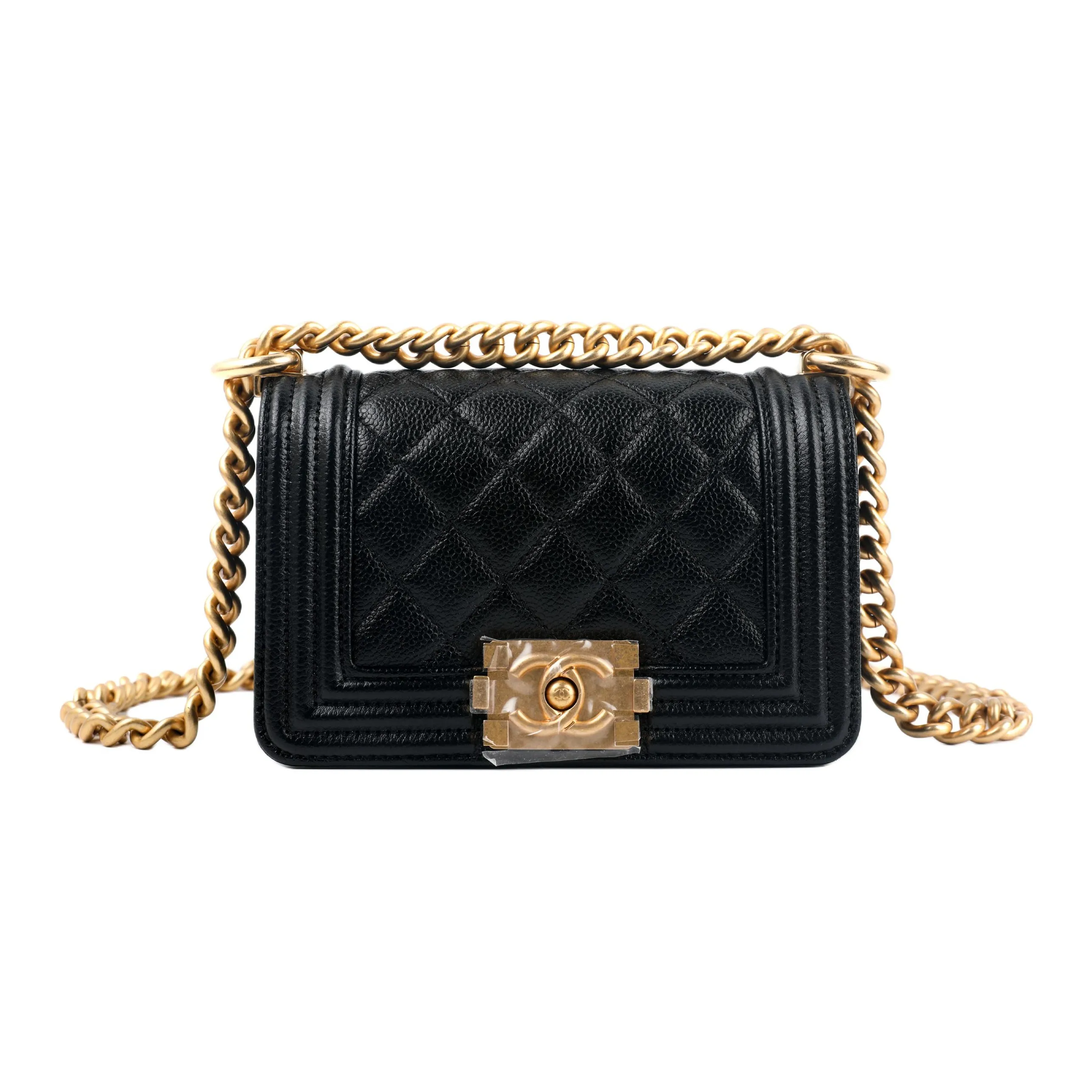 CHANEL Leboy Grain Embossed Calfskin Small Square Bag, Crossbody Bag, Shoulder Bag Mini Women's Black