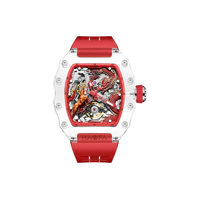 HaofaTourbillon Автоматический механический механизм Часы Мужские Часы Черепный циферблат