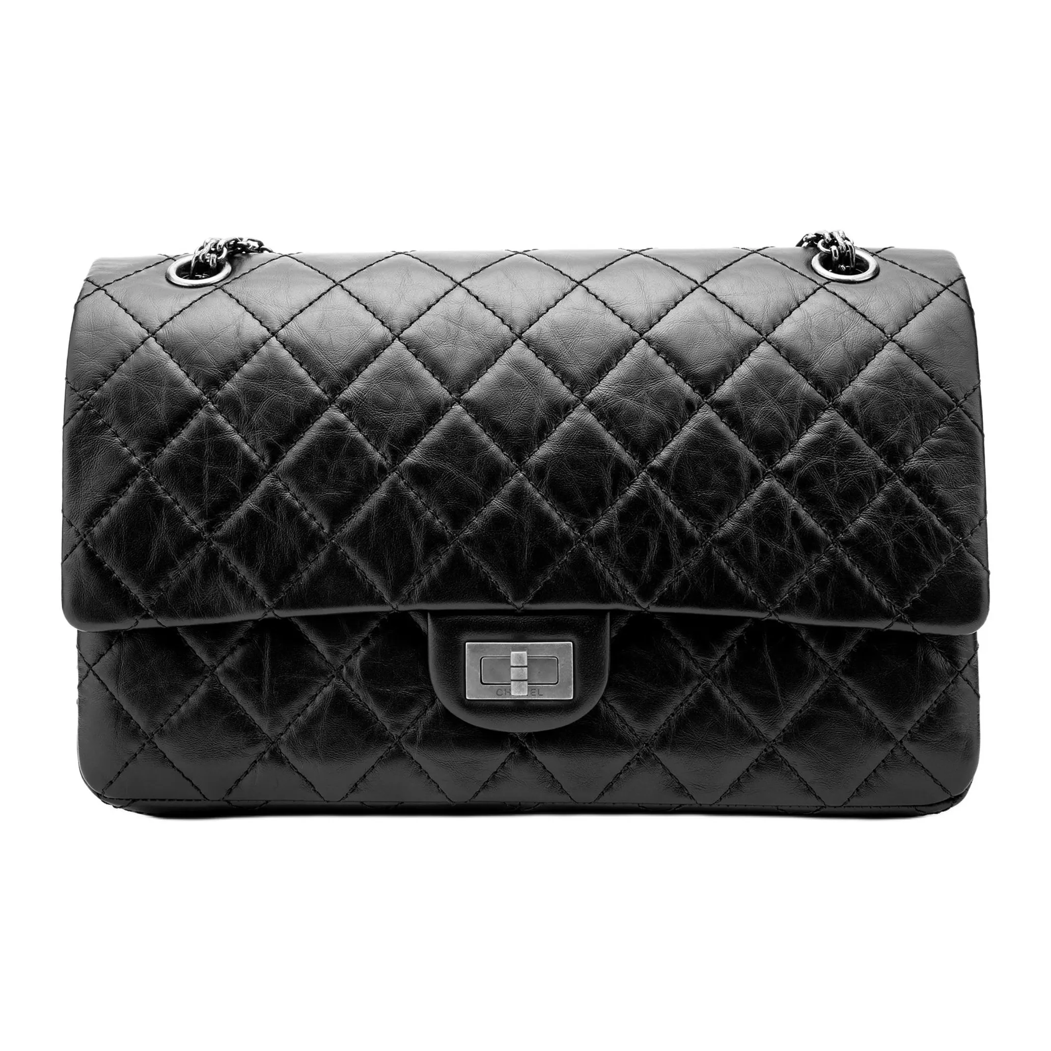 CHANEL 2.55 Calfskin Shoulder Bag, Crossbody Bag Medium Women's Black
