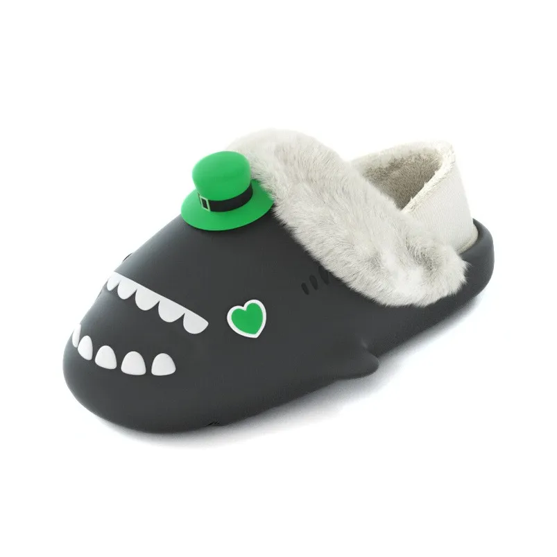 HelloSlippers Shark Winter Sharkicks Winter Зеленый Шляпа Домашние тапочки с каблуком Унисекс