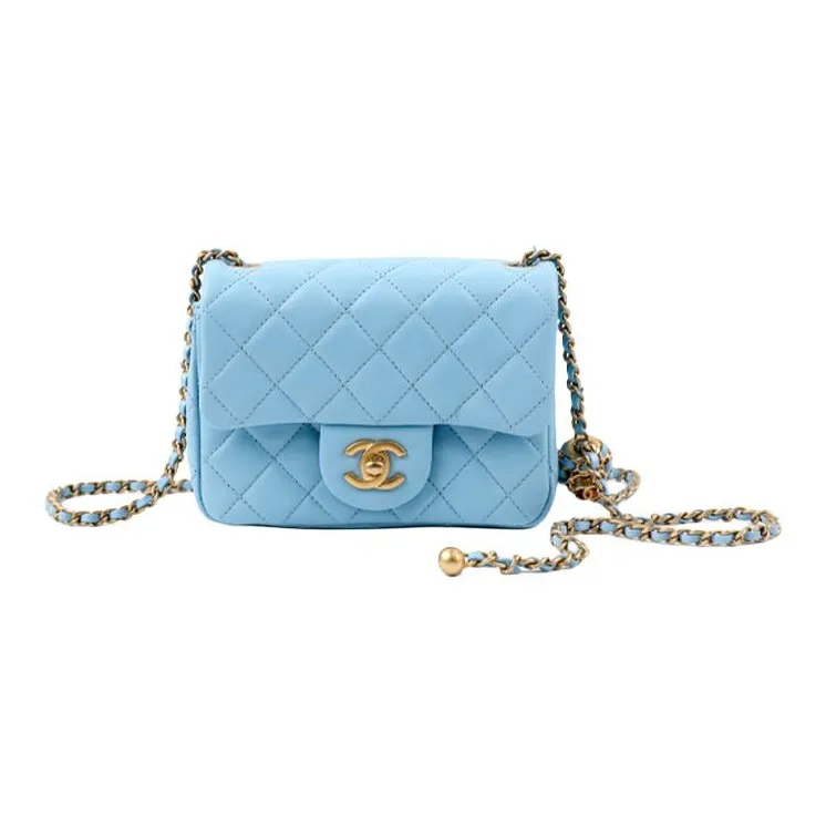 CHANEL Sheepskin Shoulder Bag, Crossbody Bag Women's Blue