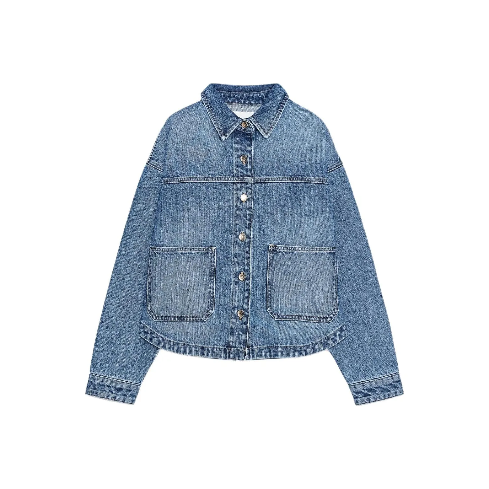 ZARA Джинсовые куртки среднего синего цвета для женщин