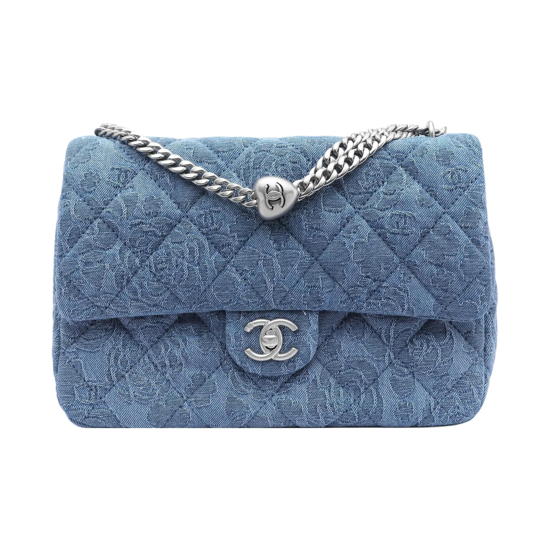 CHANEL Denim Shoulder Bag, Crossbody Bag Large Women's Blue