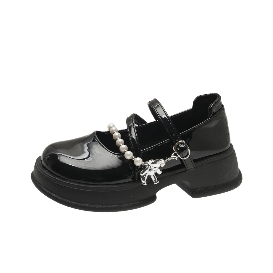 Wuji Грубый каблук Туфли Мэри Джейн Женские Черный
