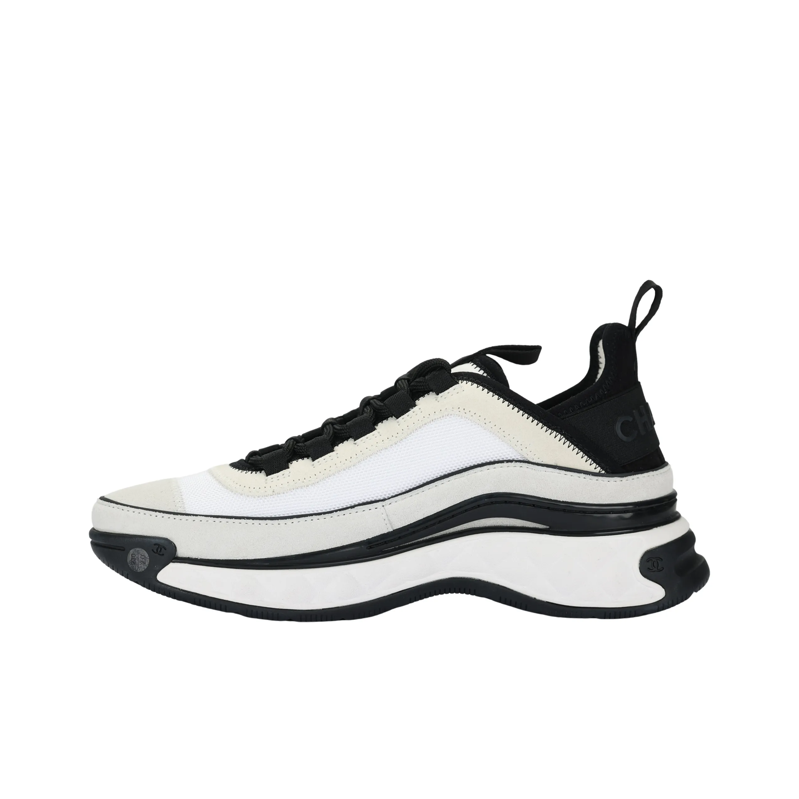 CHANEL Women's Velvet Calfskin & Mixed Fibers Sneaker 'White Black' Women's