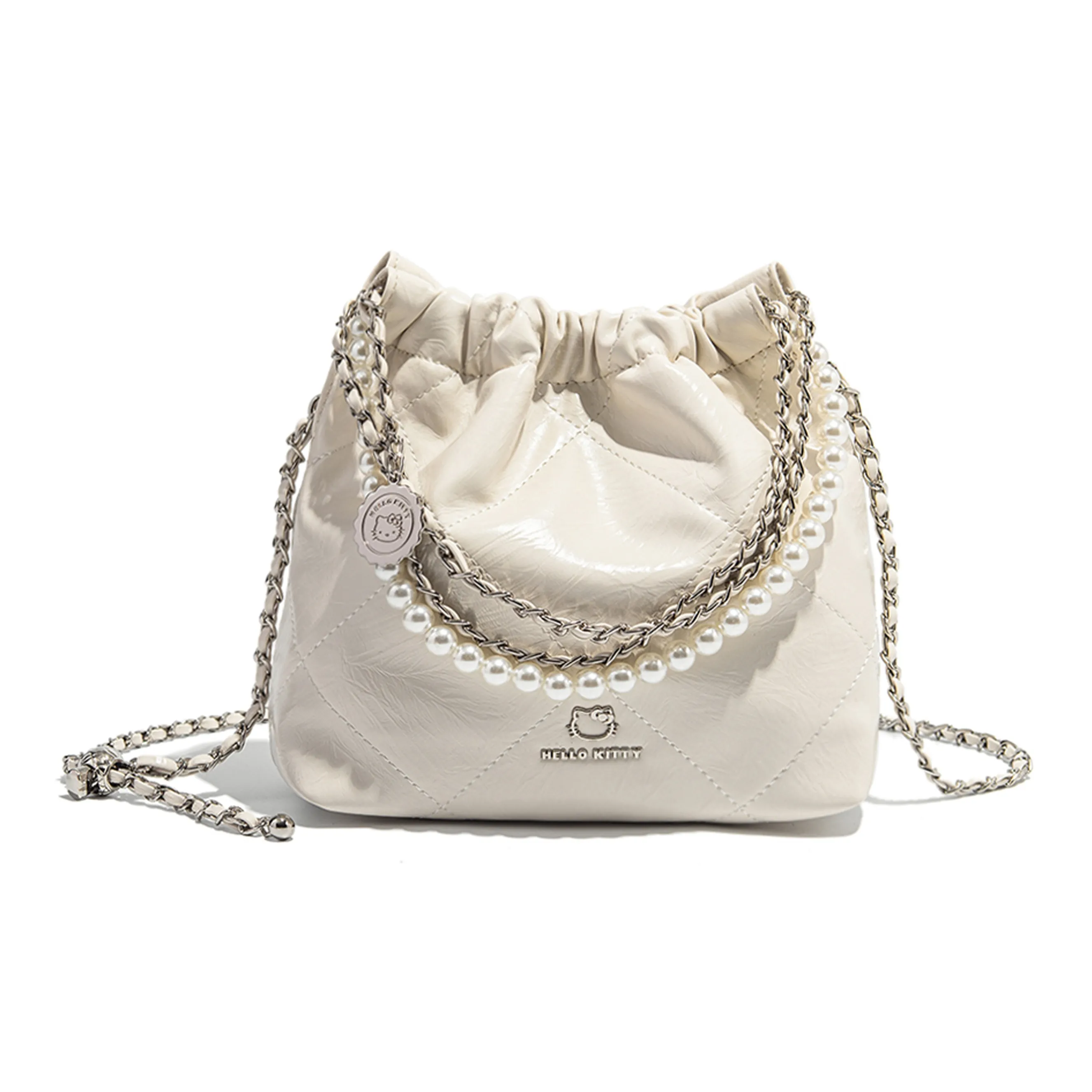 Санрио Hello Kitty ПУ (полиуретан) Trash Сумки Сумка для покупок Сумка через плечо Женская Розовый Белый Серебряный Черный