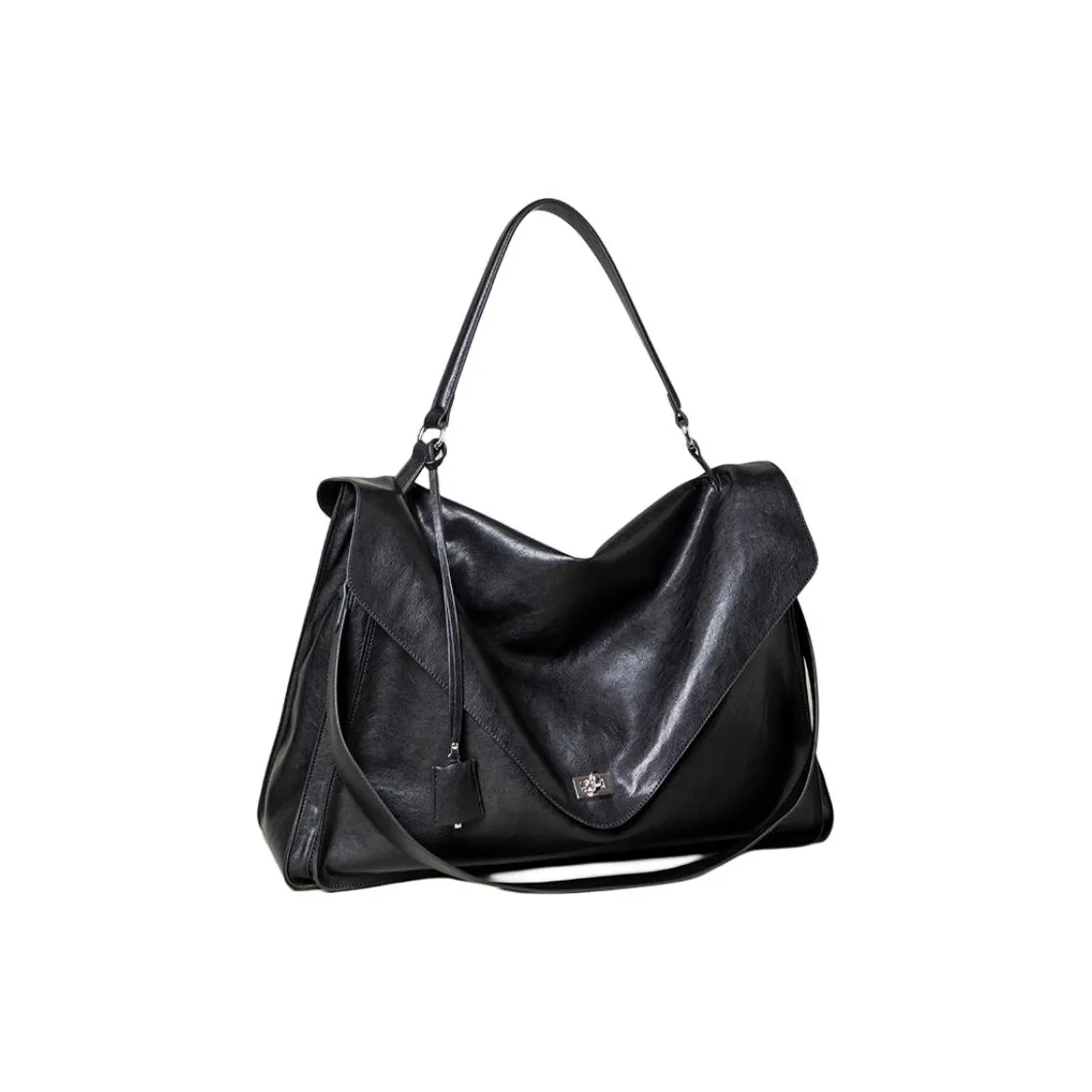 SHIZIYOUA Сумка через плечо из коровьей кожи унисекс черного цвета