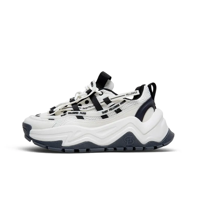Daisy Fellowes Devil One Anti Slip And Wear Resistant Height Increasing Low top Chunky Sneakers Unisex White Black
