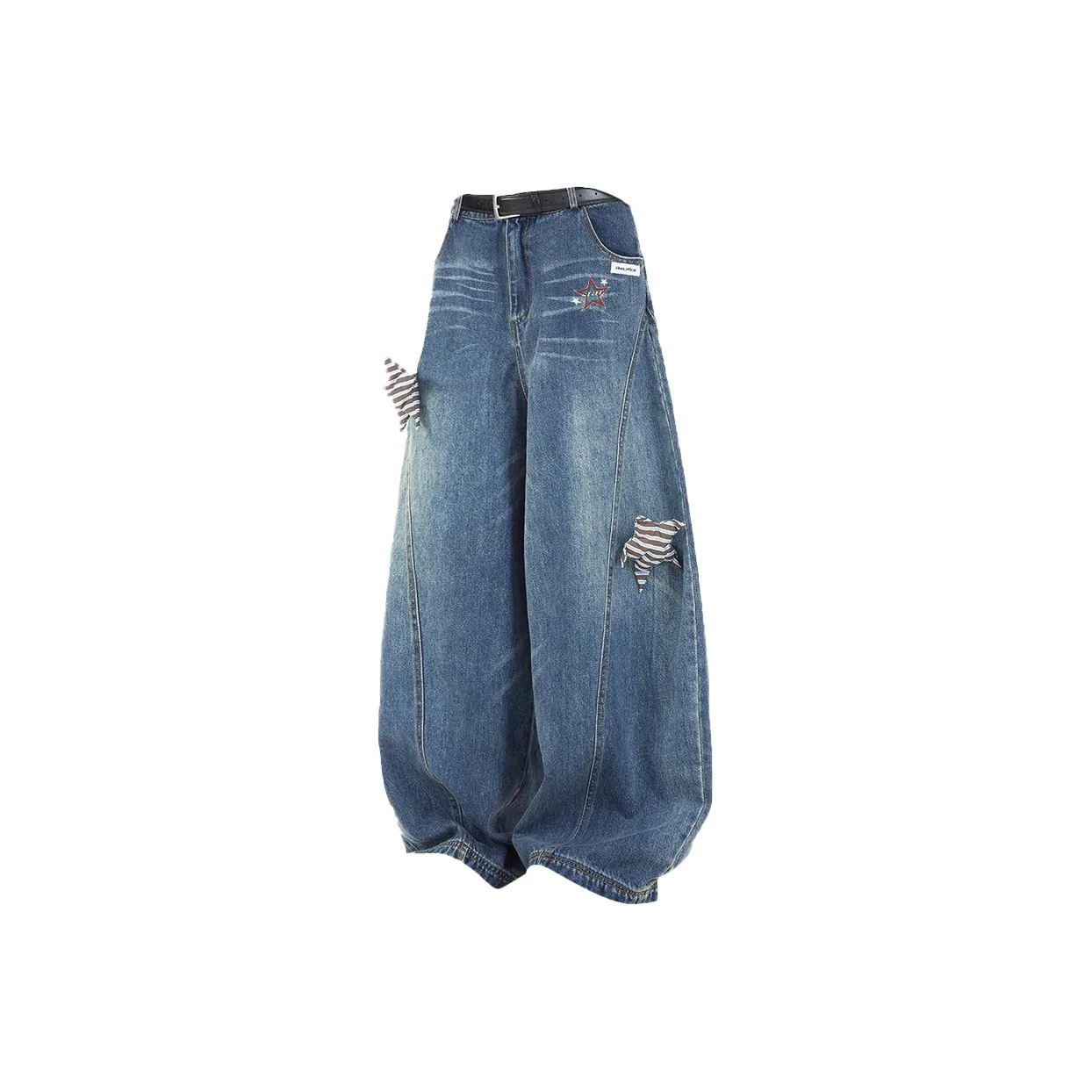 Qnxeey Синий Унисекс Джинсы