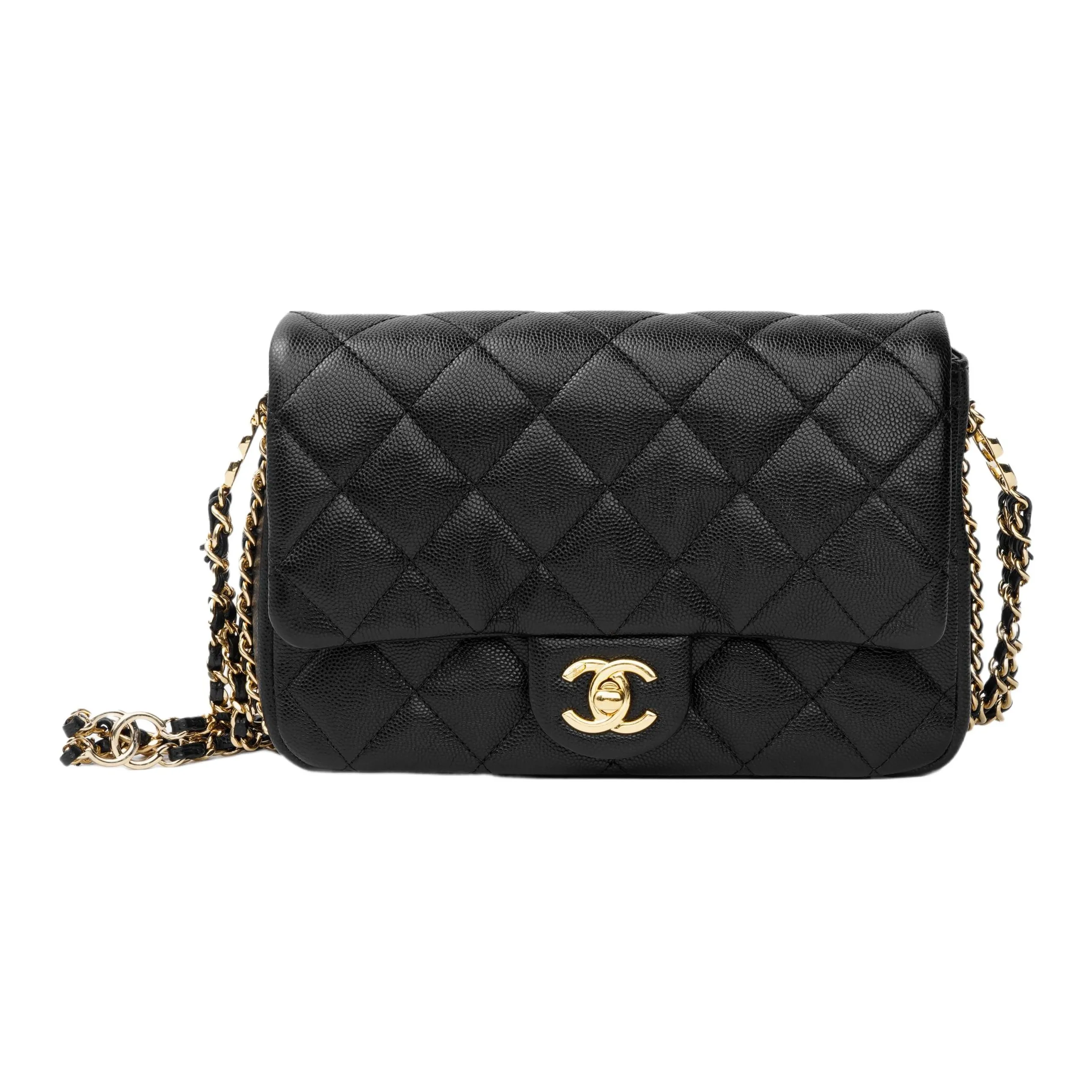 CHANEL Mini Flap Bag In Grained Calfskin Black