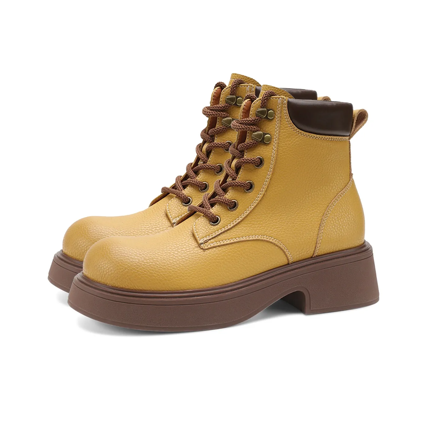 FOXER Короткий MID Голень Мартин Ботинок 5 см Женские Желтый