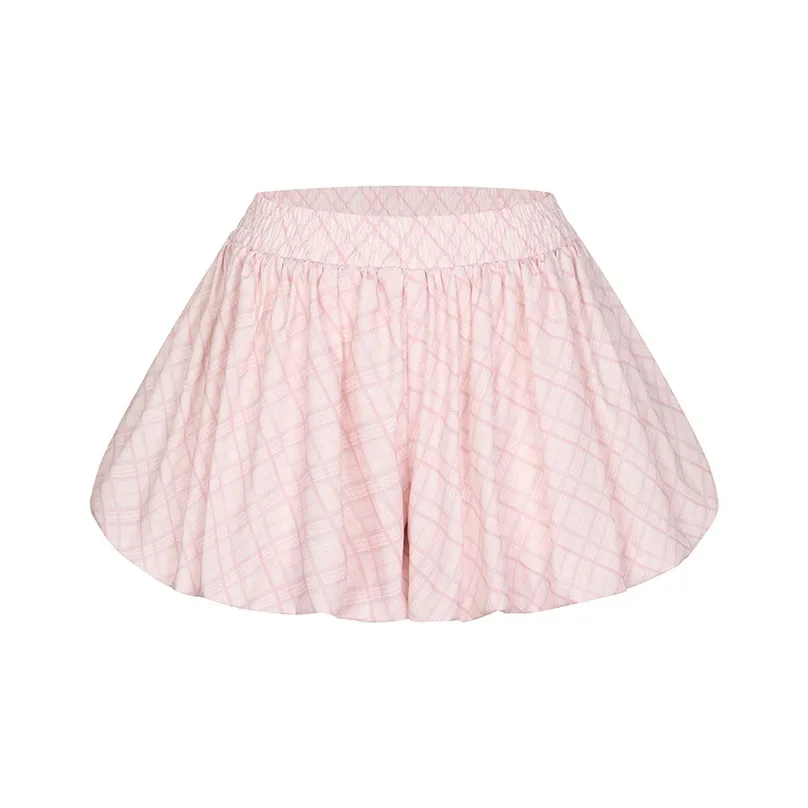 MeiHaoStore Pink Plaid Short Skirt Unisex MeiHaoStore Розовая Клетка Короткая Юбка Унисекс