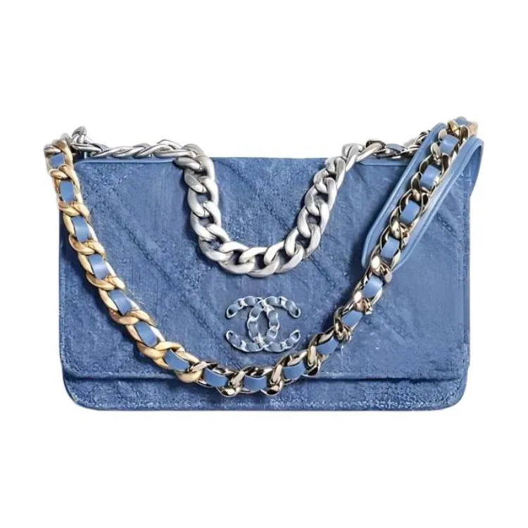 CHANEL 19BagWOC Denim Chain Bag, Shoulder Bag, Crossbody Bag, Wallet Mini Women's Light Blue