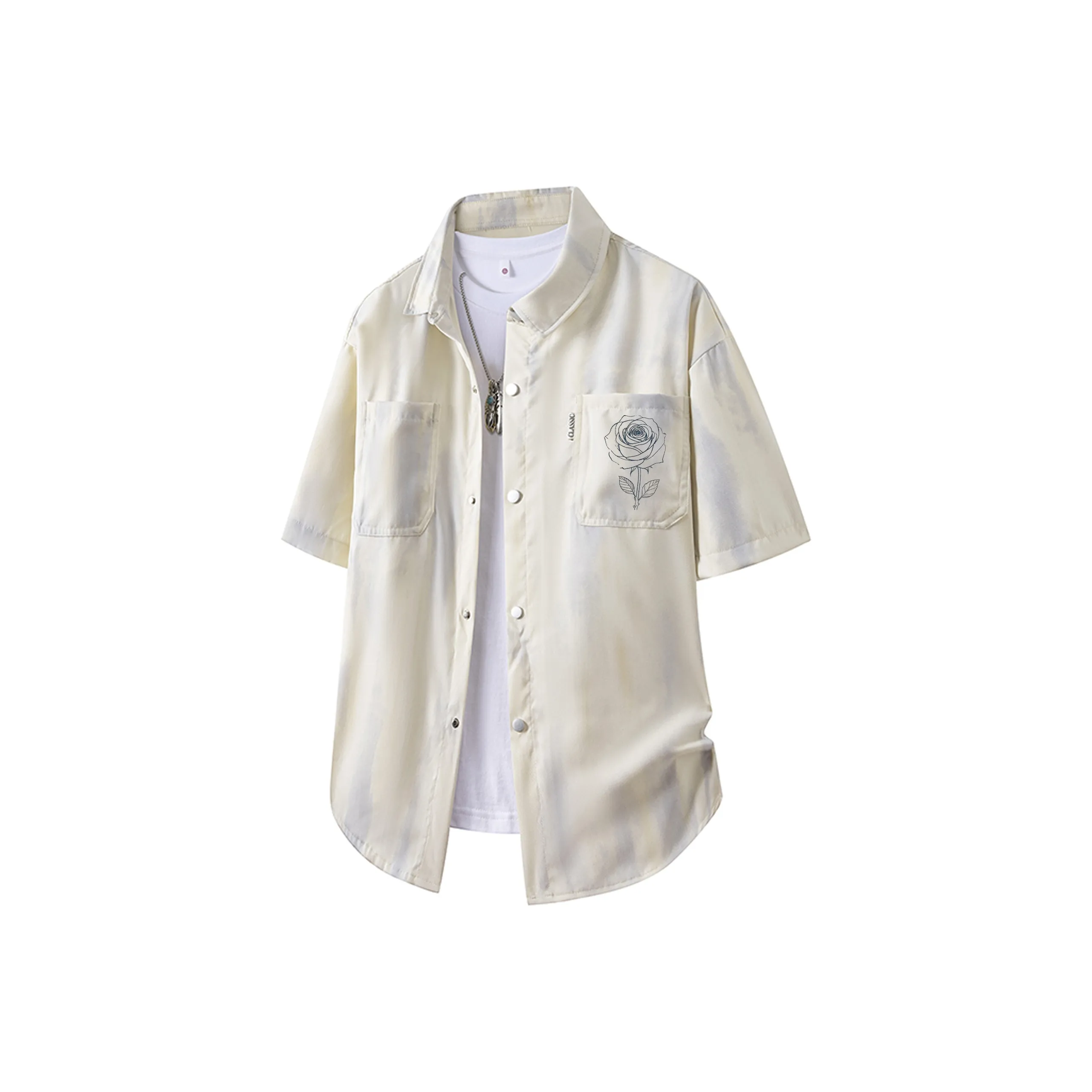 F·dragon Tie Dye Пудрово-голубой Унисекс Рубашки