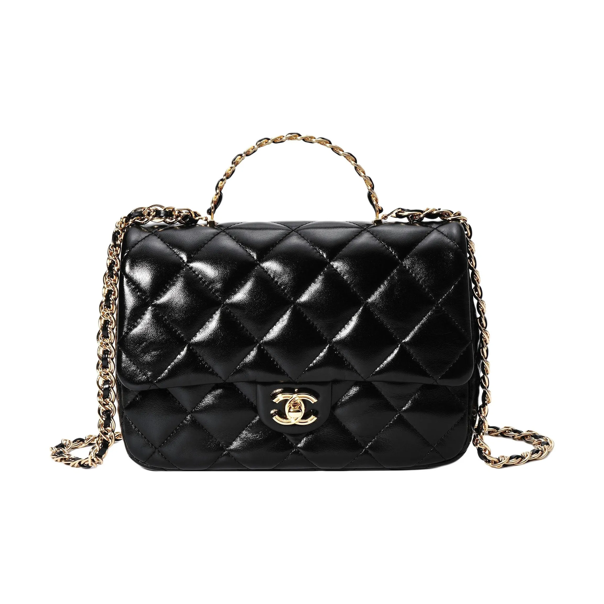 CHANEL Classic Flap CF Lambskin Handbag, Shoulder Bag, Crossbody Bag Women's Black