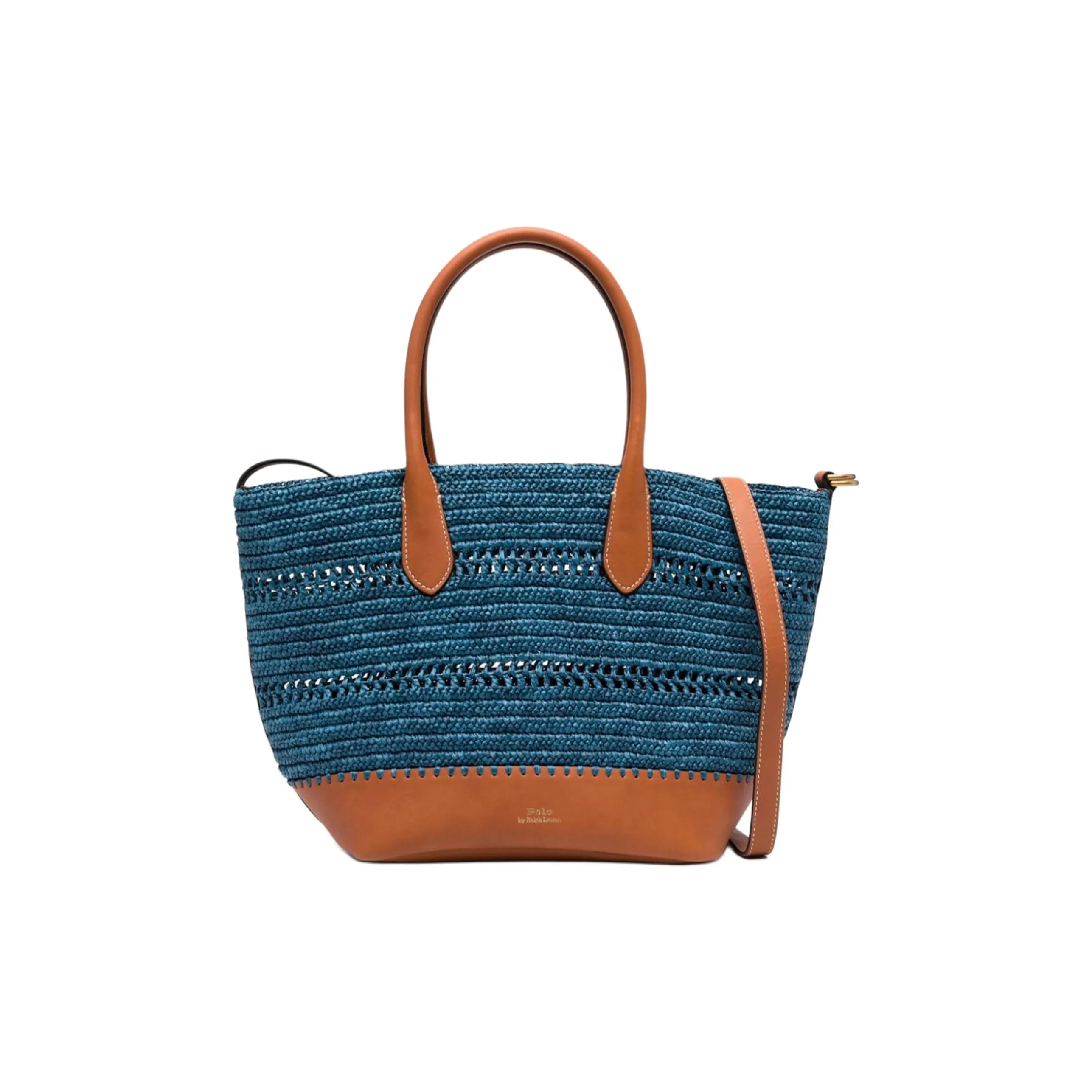 Polo Ralph Lauren Телячья кожа с рафией сумка-тоут женская индиго