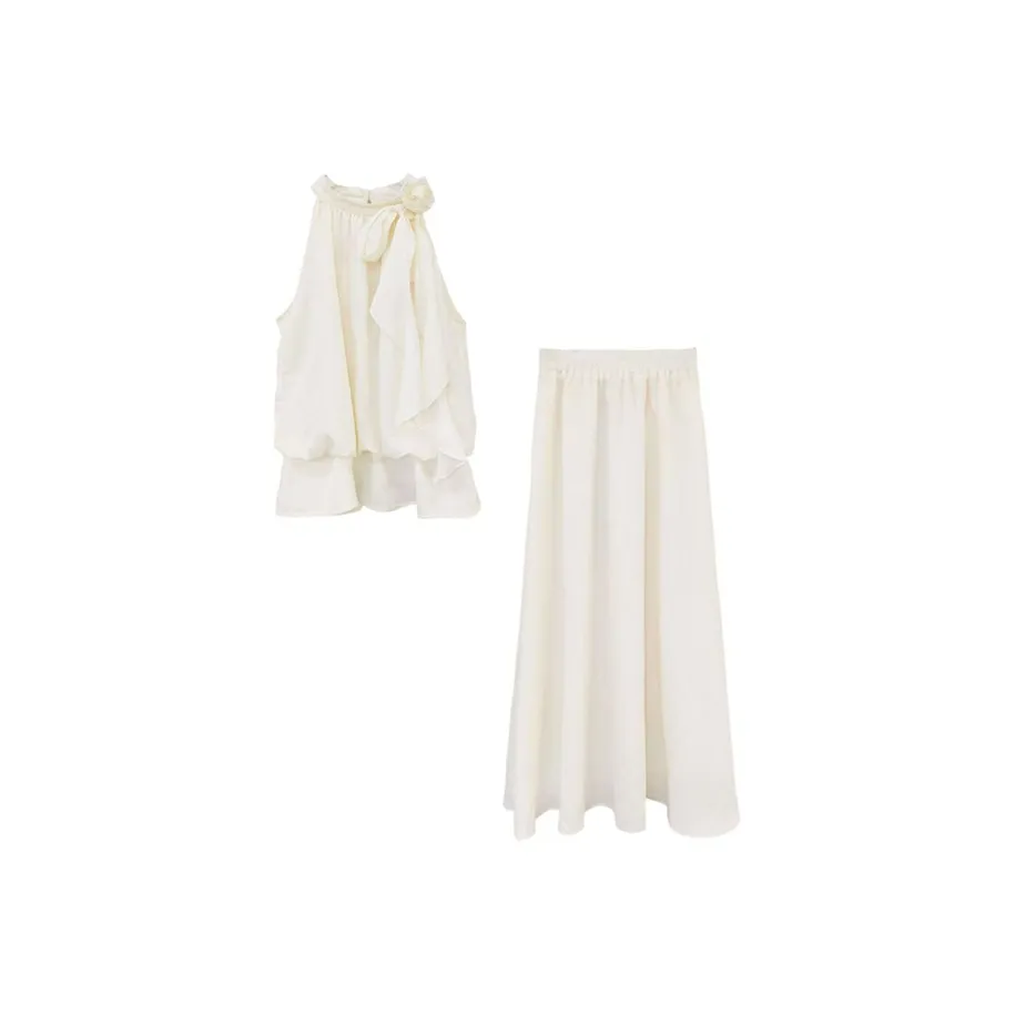 TIBINB Белый Женские Комплекты с Юбкой