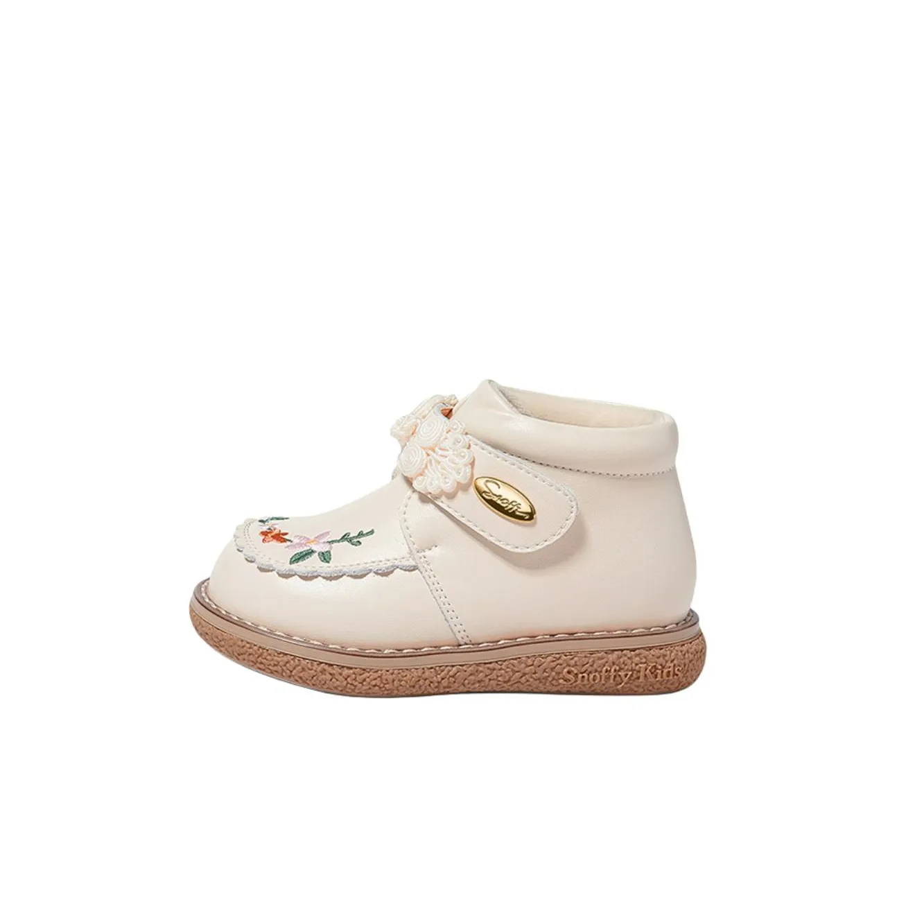 Snoffy Slip-resistant Abrasion-resistant Thermal Baby Shoes White Brown Baby Снофи противоскользящие устойчивые к истиранию термоботинки для малышей белого и коричневого цвета