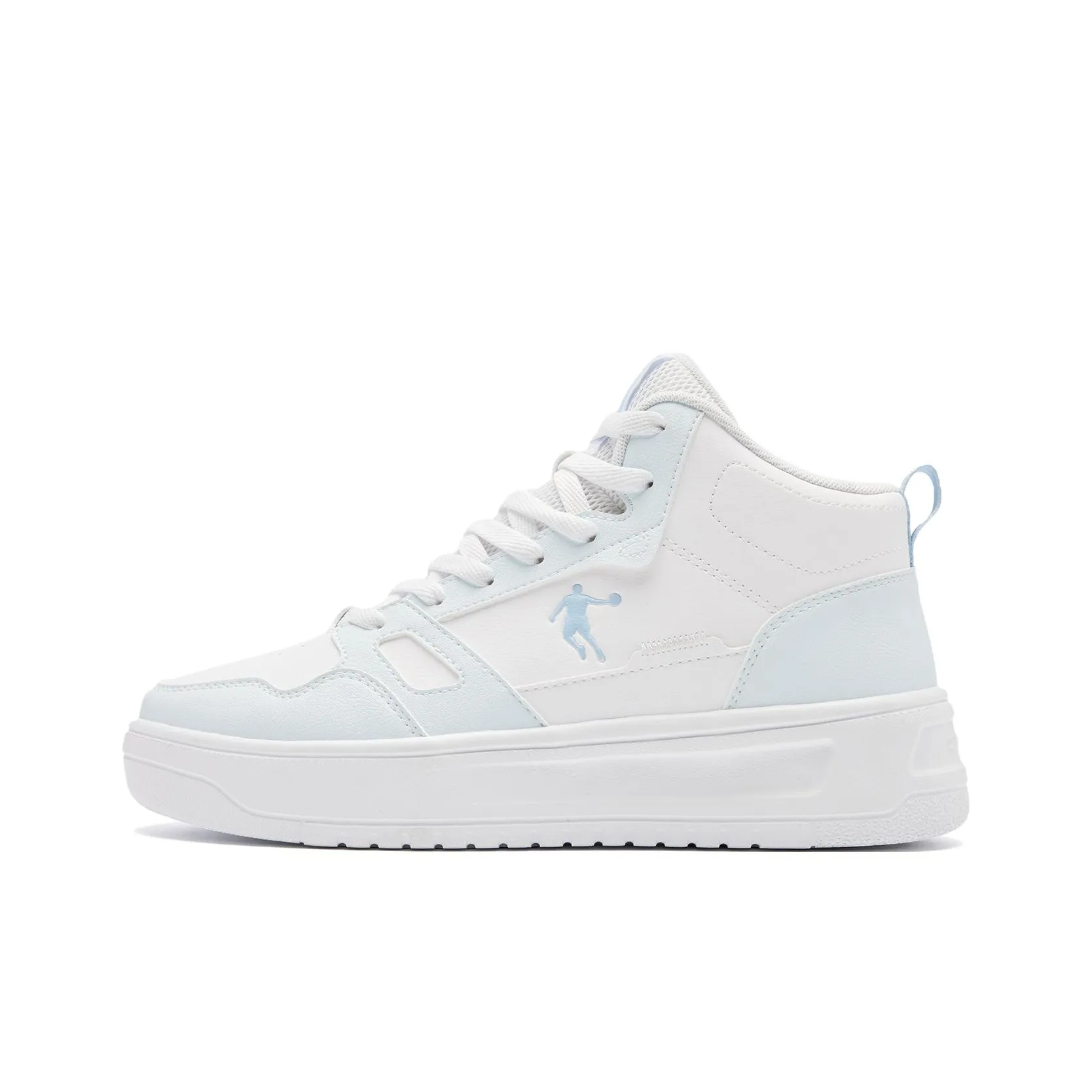 QIAODAN Little White Dragon Скейтборд Кроссовки Высокие Джордан Белый Марля Синий Женские