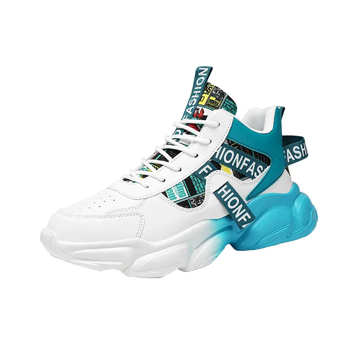 Beerus Дышащий Увеличение Высоты MID Топ Толстая Подошва Мужские Синие Белые