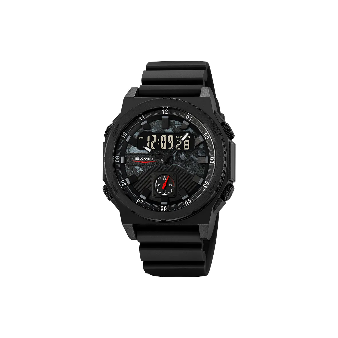 SKMEI Электронный механизм TPU ремешок Часы Мужские Черный циферблат