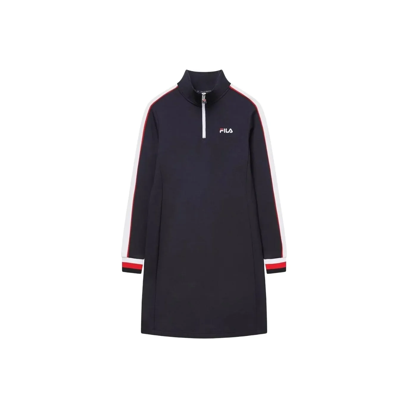 FILA Белое Длинное Платье с Длинными Рукавами Женское