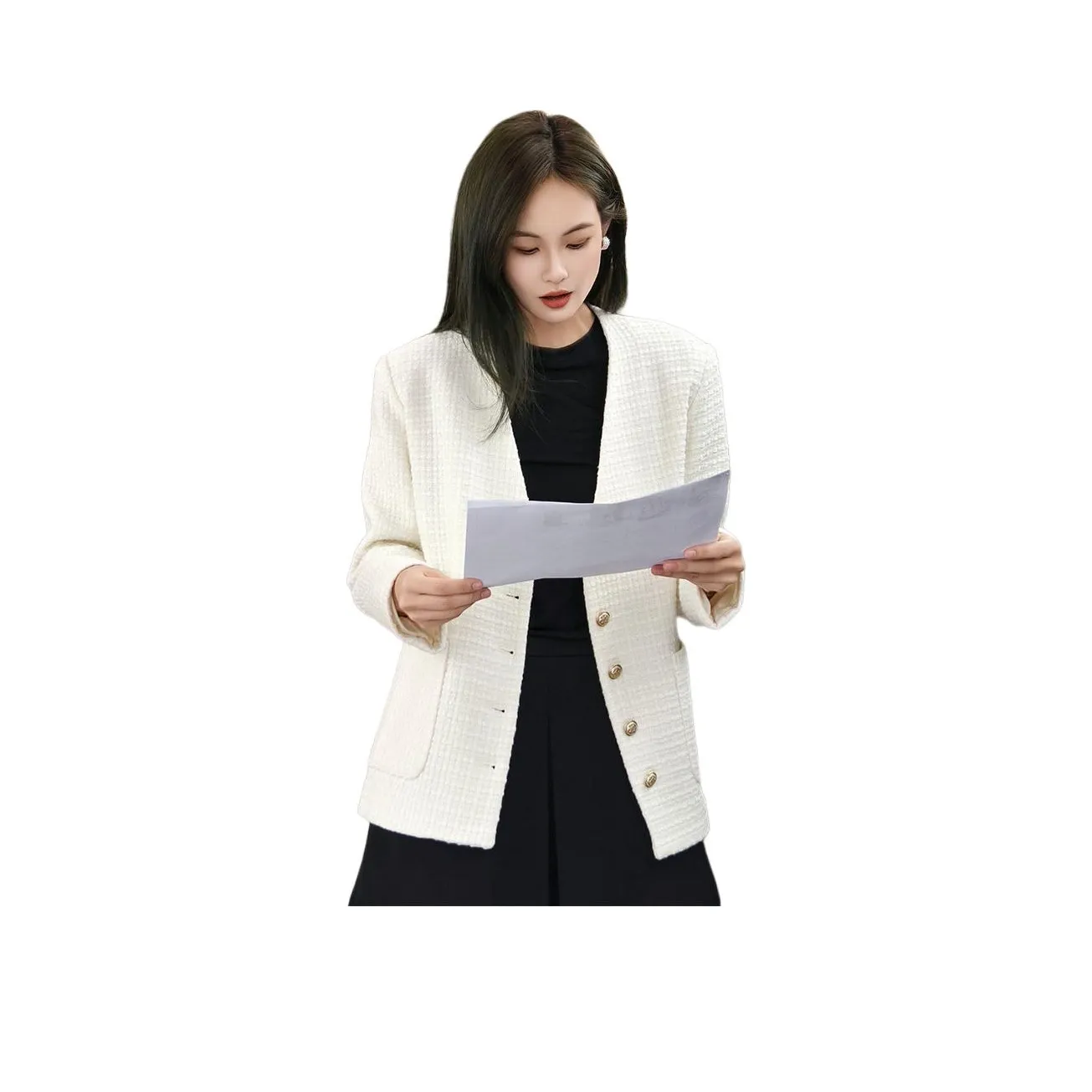 MEIYANG Экрю Женские Куртки